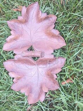 Syroco Wood Style Double Leaf Rustic Autumn Maple Leaf Twig Handle Burlwood Like